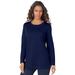 Plus Size Women's Long-Sleeve Crewneck Ultimate Tee by Roaman's in Navy (Size L) Shirt