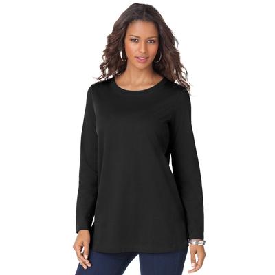 Plus Size Women's Long-Sleeve Crewneck Ultimate Tee by Roaman's in Black (Size 6X) Shirt