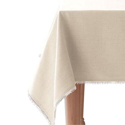 French Perle Solid Color Tablecloth, 60 x 84, Natural