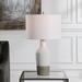 Birch Lane™ Tremper 26.5" White/Terra Cotta Table Lamp Ceramic/Linen in Gray/White | 27 H x 15 W x 15 D in | Wayfair