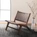 Side Chair - AllModern Denman Woven-Back Leather Side Chair Genuine Leather in Brown | 26.8 H x 25.2 W x 31.5 D in | Wayfair