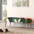 Mistana™ Alapaha Upholstered Bench Upholstered in Brown/Green/Orange | 21 H x 50 W x 20 D in | Wayfair 88E2FD0F46BB41A7B27FF095D5551364