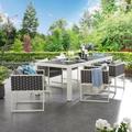 Stance 7 Piece Outdoor Patio Aluminum Dining Set by Modway Stone/Concrete/Glass/Plastic/Metal in Gray/White | Wayfair EEI-3185-WHI-GRY-SET