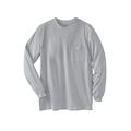 Men's Big & Tall Shrink-Less™ Lightweight Long-Sleeve Crewneck Pocket T-Shirt by KingSize in Heather Grey (Size 4XL)