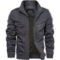 TACVASEN Lightweight Jackets Mens Leisure Cotton Jacket Summer Breathable Cargo Jacket Windproof Combat Jacket Grey