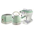 Ariete ARPK17 Retro Style Dome Kettle, 2 Slice Toaster and Espresso Machine Set, Vintage Design, Green