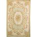 Green/White Rectangle 8'9" x 11'9" Area Rug - Bokara Rug Co, Inc. Savonnerie Hand-Knotted Wool Oriental Area Rug in Beige/Green/Ivory Wool | Wayfair