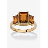 Women's Yellow Gold-Plated Simulated Emerald Cut Birthstone Ring by PalmBeach Jewelry in November (Size 8)