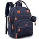 BabbleRoo Baby Changing Bag Backpack, Nappy Changing Back Pack Diaper Bags with Changing Mat & Pacifier Holder for Mom & Dad (Navy Blue)