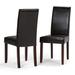 Lark Manor™ Aggelos Solid Wood Dining Chair Faux Leather/Wood/Upholstered in Brown | 39.4 H x 18.1 W x 18.5 D in | Wayfair