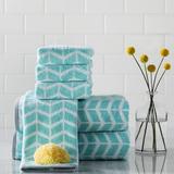 Wrought Studio™ Stanek Cotton Jacquard Bath Towel 6 Piece Set Terry Cloth/100% Cotton in Green/Blue | 28 W in | Wayfair