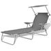 Ebern Designs Patio Lounge Chair Folding Sunlounger Outdoor Sunbed w/ Canopy Steel Metal in Gray | 10.6 H x 22.8 W x 74.4 D in | Wayfair