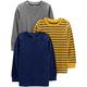 Simple Joys by Carter's Jungen 3-Pack Thermal Long Sleeve T-Shirt-Set, Gelb Streifen/Grau/Marineblau Heidekraut, 4 Jahre (3er Pack)