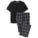 Men's Big & Tall Jersey Knit Plaid Pajama Set by KingSize in Black Buffalo Check (Size 4XL) Pajamas