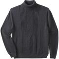 Men's Big & Tall Liberty Blues™ Shoreman's Cable Knit Turtleneck Sweater by Liberty Blues in Heather Navy (Size 2XL)