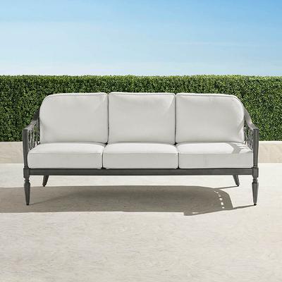 Avery Sofa with Cushions in Slate Aluminum - Standard, Resort Stripe Melon - Frontgate