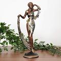 MAISONICA Art Deco Silhouette Bronze Lady Figurine Silver Dress Figurine Ornament 31cm