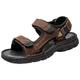 Mens Sandals Leather Open-Toe Breathable Outdoor Non-Slip Hiking Sport Soft Cushioned Footbed Summer Casual Beach Shoes Brown 5 UK