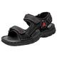 Mens Sandals Leather Open-Toe Breathable Outdoor Non-Slip Hiking Sport Soft Cushioned Footbed Summer Casual Beach Shoes Black 7 UK