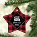 The Holiday Aisle® Star Mountain Biking Holiday Shaped Ornament Ceramic/Porcelain in Black/Red | 3.1 H x 3.1 W x 3.1 D in | Wayfair