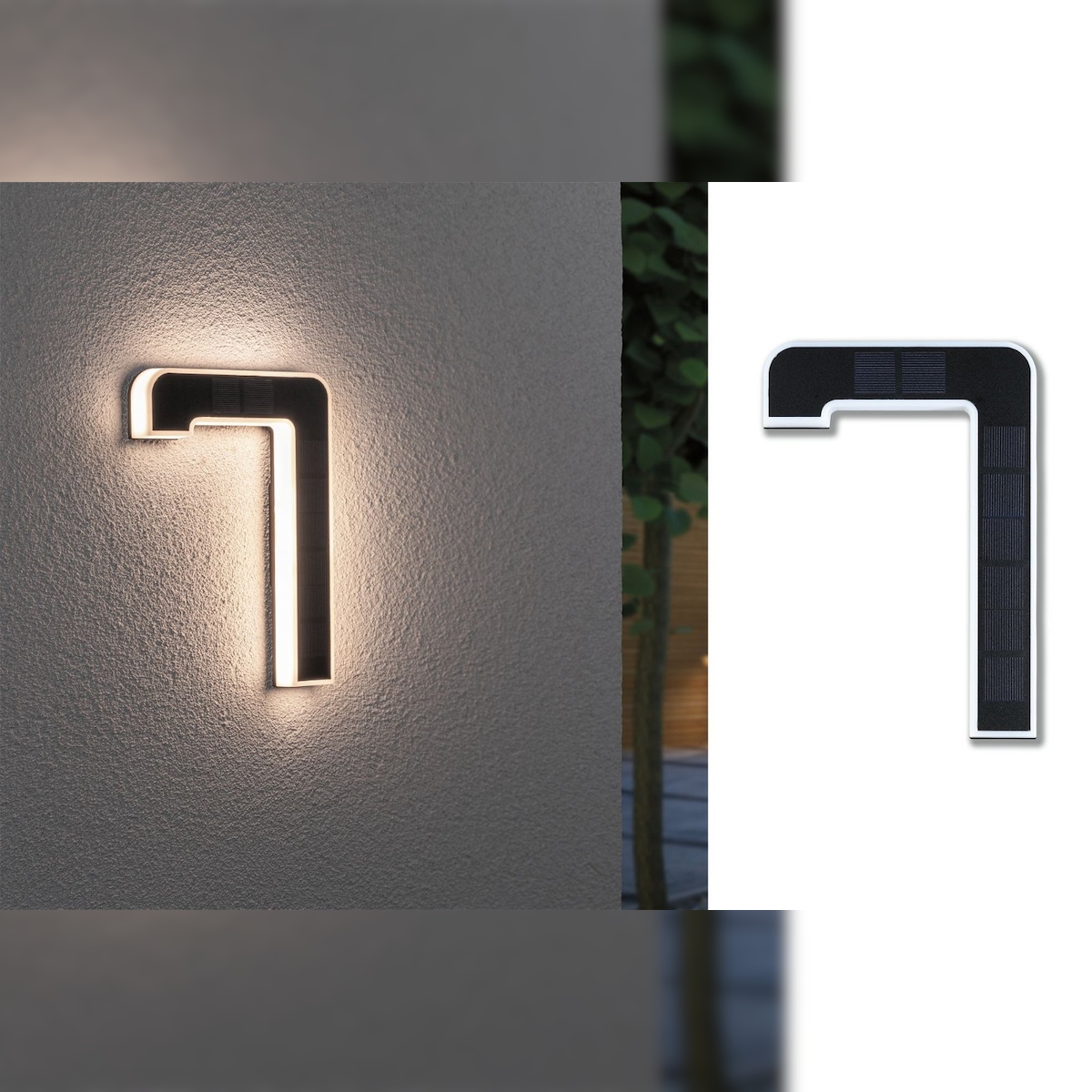 Paulmann Solar LED Hausnummernleuchte inkl. wechselbarer Akku Nummer 7 inkl. wechselbarer Akku IP44 3000K 6lm Schwarz 79848 Image
