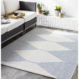 Dfafs 5'3" Round Navy/Pale Blue/Dark Blue/Off White Outdoor Area Rug - Hauteloom