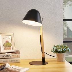 Lindby Tetja Tischlampe mit Holzstange, schwarz