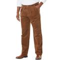 Men's Big & Tall Expandable Waist Corduroy Pleat-Front Pants by KingSize in Dark Wheat (Size 46 38)