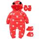 Baby Snowsuit Hooded Romper with Footie Gloves Jumpsuit Down Coat Infant Long Sleeve Overall Christmas Outfit 12-18 Months Red