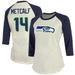 Women's Fanatics Branded DK Metcalf Cream/Navy Seattle Seahawks Player Raglan Name & Number 3/4-Sleeve T-Shirt