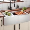 Signature Hardware 32" Single Bowl Stainless Steel Farmhouse Kitchen Sink Stainless Steel in Gray | 10 H x 32.5 W x 21.75 D in | Wayfair 447797