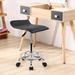 Inbox Zero Square Height Adjustable Rolling Height Adjustable Lab Stool w/ Footrest Manufactured Wood/Metal in Brown/Gray | Wayfair