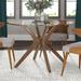 AllModern Geary 47.75" Trestle Dining Table Wood/Glass in Brown | 30.25 H x 47.75 W x 47.8 D in | Wayfair 3BB07746D9854FE2963E45337BD78F88