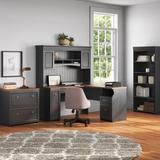 Huckins 5 Piece L-Shape Computer Desk Office Sets w/ Hutch Wood in Black Laurel Foundry Modern Farmhouse® | Wayfair