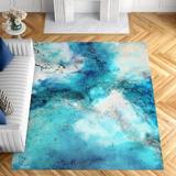 Blue/Green 108 x 0.08 in Area Rug - Etta Avenue™ Abagail Abstract Blue/Teal Area Rug Polyester | 108 W x 0.08 D in | Wayfair