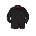 Men's Big & Tall Flannel-Lined Twill Shirt Jacket by Boulder Creek® in Black (Size 3XL)