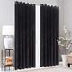 XXR LUXURY CRUSHED VELVET CURTAINS LINED EYELET RING TOP UK SIZES (Black, 66x90'')