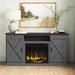 Lorraine TV Stand for TVs up to 70" w/ Electric Fireplace Included Wood in Gray/Brown Laurel Foundry Modern Farmhouse® | 31.88 H in | Wayfair