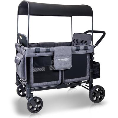 WonderFold W4 Original Quad (4 Seater) Stroller Wagon - Gray