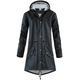 SWAMPLAND PU Lined Raincoat Women Warm Rainjacket Waterproof Trench Coat with Hood Winter Rainwear Ladies Windbreaker Black Gr.S