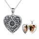 SOULMEET 925 Sterling Silver Heart shaped Locket Necklace that Holds Picture Photos Personalized Sunflower Pendant necklace for women girls