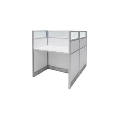 36"W x 49"D x 48"H White Laminate Washable Double Starter Carrel