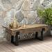 Earth D Wood-Look Concrete Garden Outdoor Bench Stone/Concrete in Black/Brown/Gray | 18 H x 48 W x 16 D in | Wayfair PD-C190106
