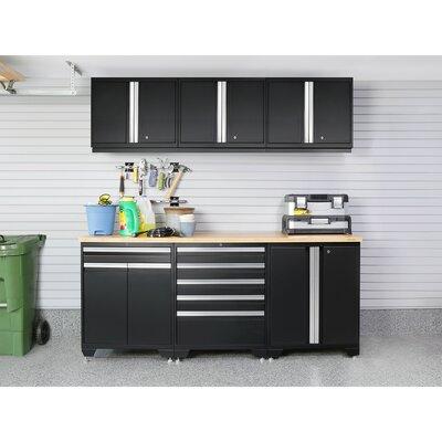 NewAge Products Pro Series Garage Storage Cabinet Set, Stainless Steel in Black | 84.75 H x 192 W x 24 D in | Wayfair 64282