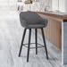 George Oliver Allport Mid-century Counter or Bar Height Bar Stool w/ Arms & Footrest in Faux Leather | 39 H x 28 W x 23 D in | Wayfair