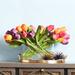 DarbyCreekTrading Mixed Floral Tulip Arrangement in Vase Silk, Glass in Red/Pink | 11 H x 21 W x 6 D in | Wayfair FAR1069-11