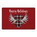 Red 1 x 18 x 27 in Kitchen Mat - The Holiday Aisle® Grep Happy Holidays Moose Antlers Kitchen Mat Synthetics | 1 H x 18 W x 27 D in | Wayfair