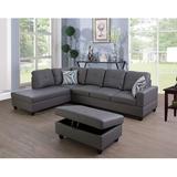 Gray/Brown Reclining Sectional - Ebern Designs 104" Wide Faux Leather Corner Sectional w/ Ottoman Faux Leather | 35 H x 104 W x 75 D in | Wayfair