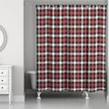 Gracie Oaks Calmar Plaid Single Shower Curtain Polyester in Black/Brown/Gray | 74 H x 71 W in | Wayfair 1B99C6081A5540FAA0A28EA1A8D551D8