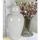 Benzara Ceramic Ginger Storage Jar w/ Lid Ceramic in White | 23 H x 13.3 W x 13.3 D in | Wayfair BM165658